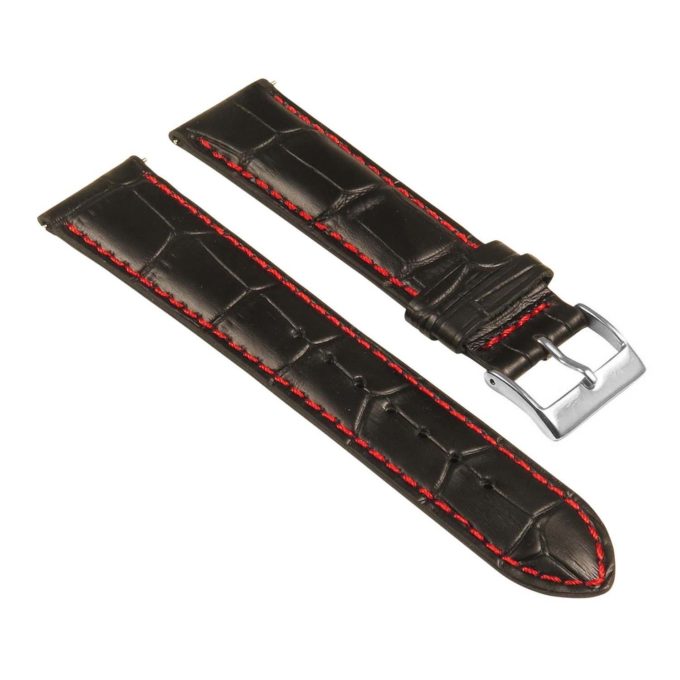 St21.1.6 Angle Black & Red Crocodile Embossed Leather Watch Band