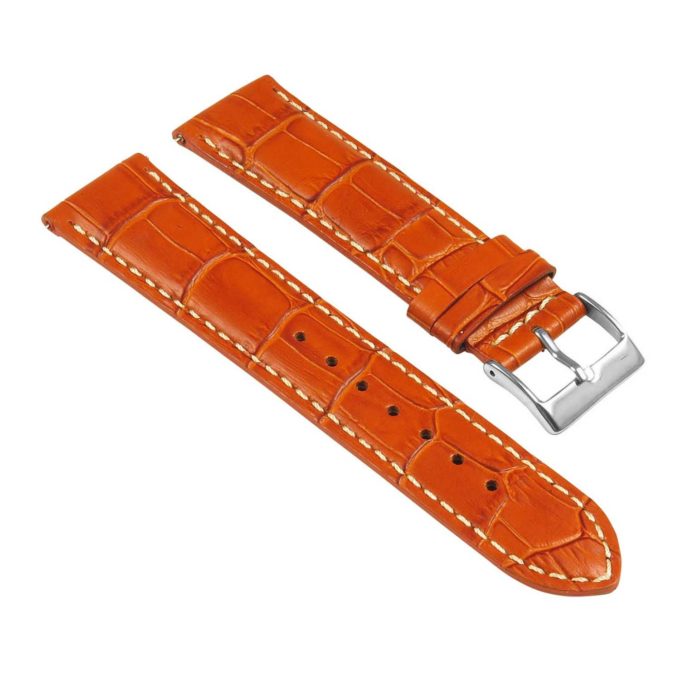 St21.3.22 Angle Tan & White Crocodile Embossed Leather Watch Band