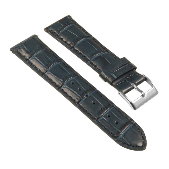 St21.5a.5a Angle Midnight Blue Crocodile Embossed Leather Watch Band