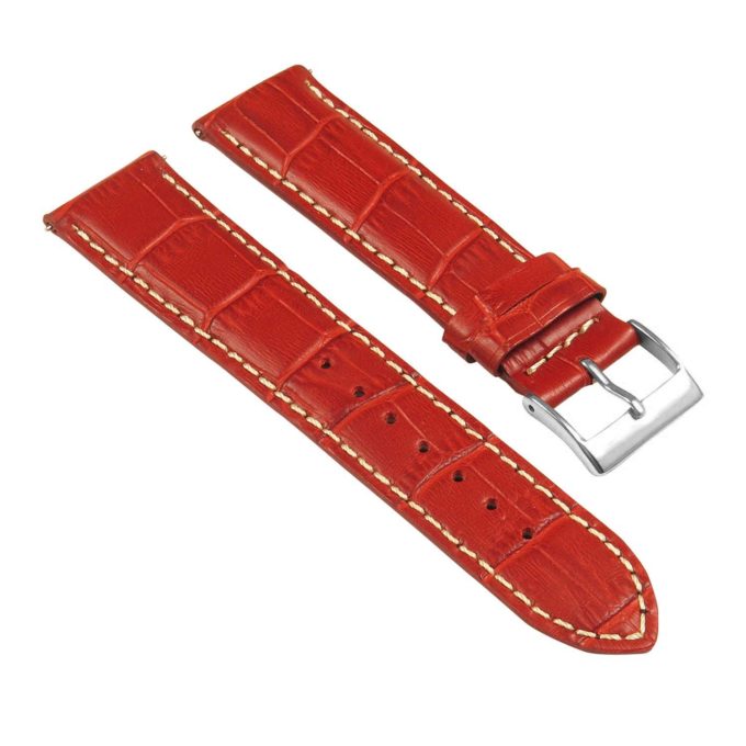 St21.6.22 Angle Red & White Crocodile Embossed Leather Watch Band
