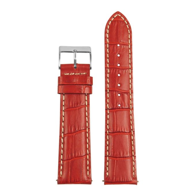 St21.6.22 Up Red & White Crocodile Embossed Leather Watch Band