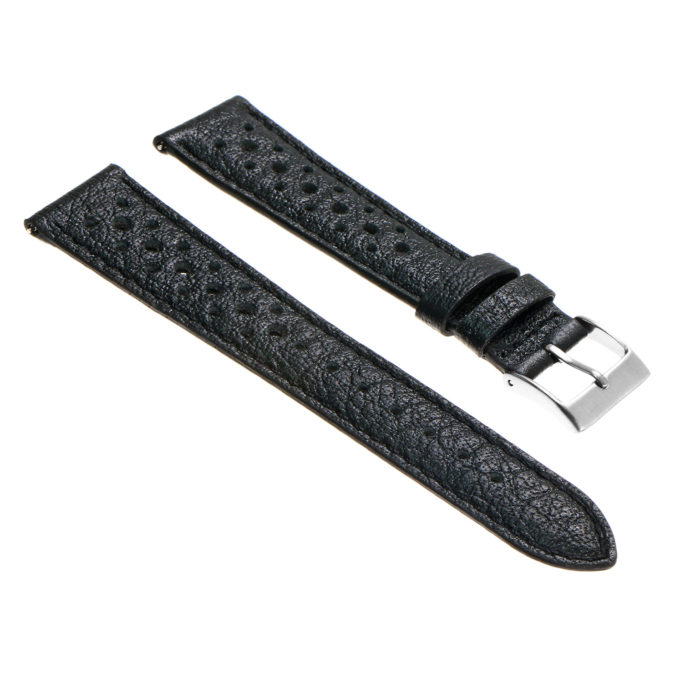 Ra6.1 Angle Black DASSARI Perforated Leather Rally Watch Band Strap 18mm 19mm 20mm 21mm 22mm