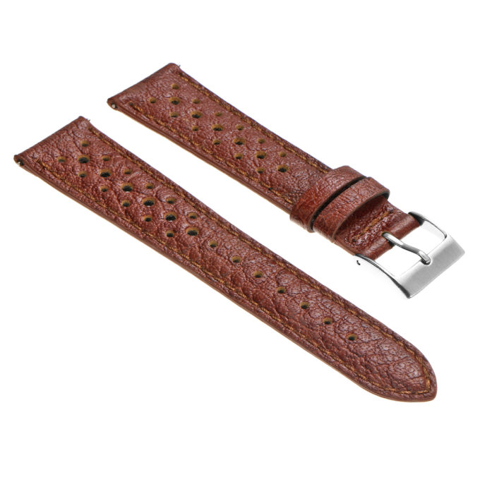Ra6.2 Angle Brown DASSARI Perforated Leather Rally Watch Band Strap 18mm 19mm 20mm 21mm 22mm