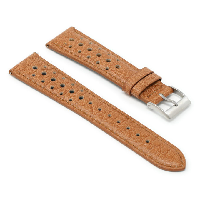 Ra6.3 Angle Tan DASSARI Perforated Leather Rally Watch Band Strap 18mm 19mm 20mm 21mm 22mm