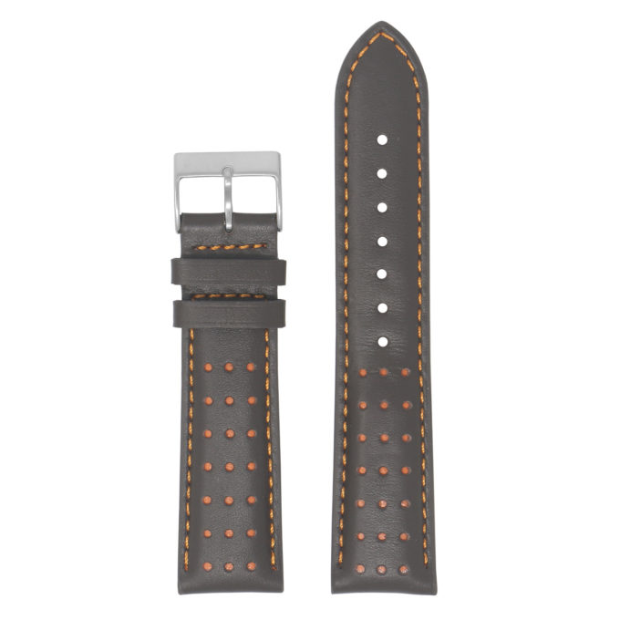 Ra8.2.12 Up Brown & Orange DASSARI Perforated Leather Racing Rally Watch Band Quick Release Strap 18mm 20mm 22mm 24mm