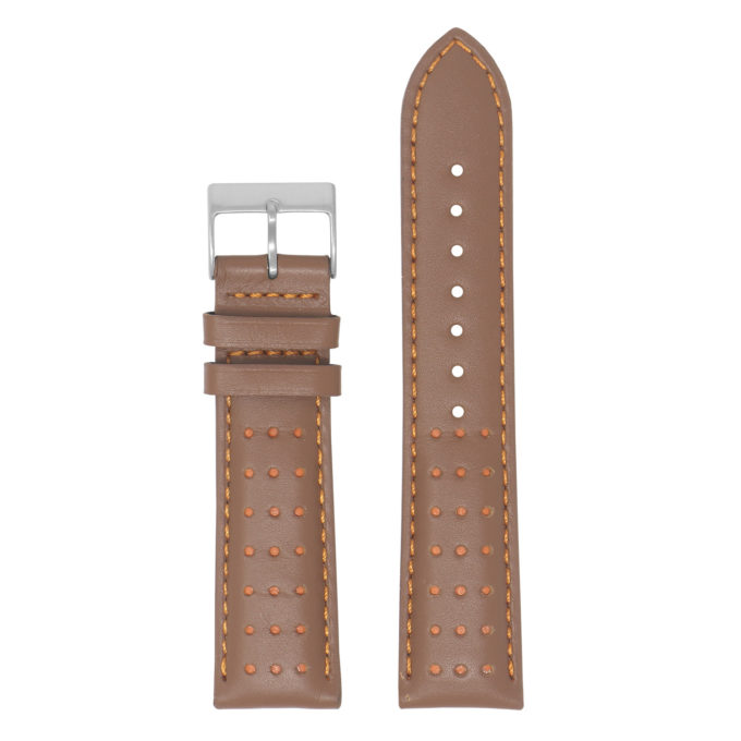 Ra8.3.12 Up Tan & Orange DASSARI Perforated Leather Racing Rally Watch Band Quick Release Strap 18mm 20mm 22mm 24mm