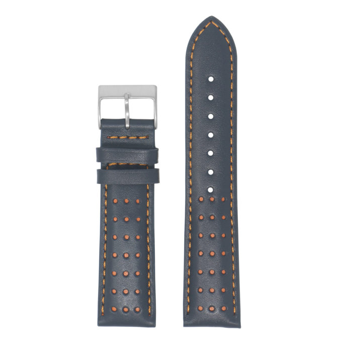 Ra8.5.12 Up Blue & Orange DASSARI Perforated Leather Racing Rally Watch Band Quick Release Strap 18mm 20mm 22mm 24mm