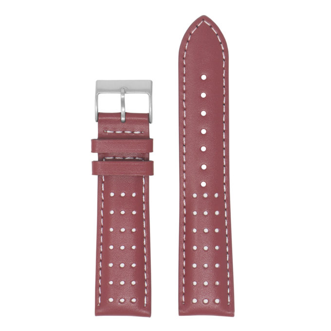 Ra8.6.22 Up Red & White DASSARI Perforated Leather Racing Rally Watch Band Quick Release Strap 18mm 20mm 22mm 24mm