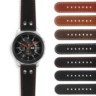 S.ds15 DASSARI Pilot Leather Watch Band Strap For Samsung Galaxy Watch 46mm Silver