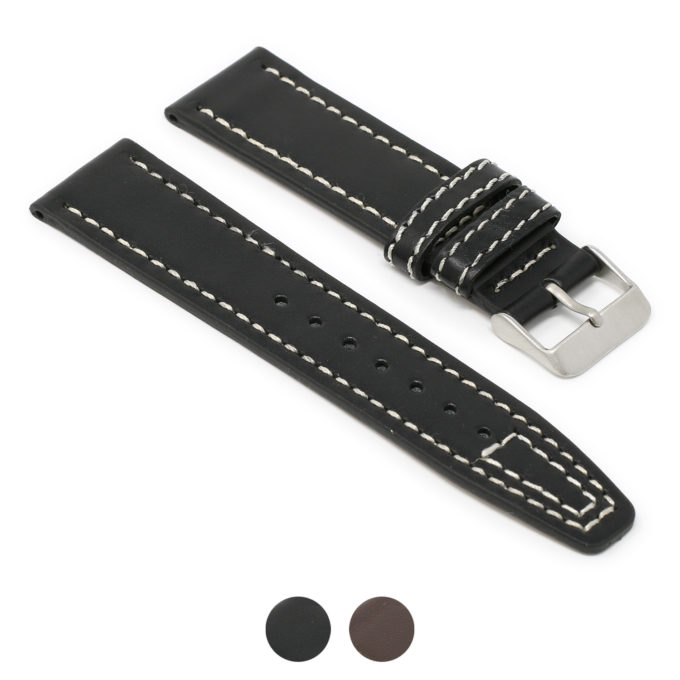 X5.1 Gallery Black StrapsCo Water Resistant Leather Aviator Pilot Watch Band Strap 18mm 20mm 22mm
