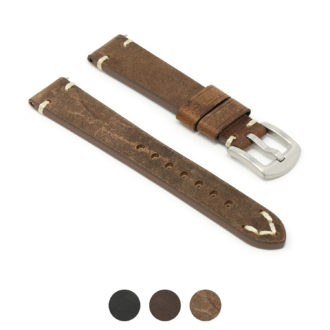 X8.3 Gallery Brown StrapsCo Vintage Hand Stitched Leather Watch Band Quick Release Strap 18mm