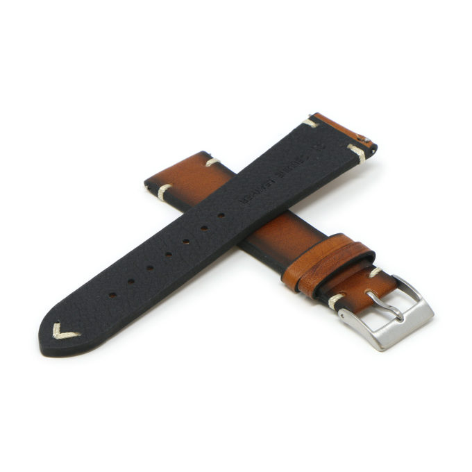 Ds12.17 Cross Rust DASSARI Kingwood Vintage Italian Leather Stitched Watch Band Strap