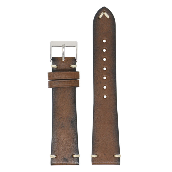 Ds12.2 Up Brown DASSARI Kingwood Vintage Italian Leather Stitched Watch Band Strap