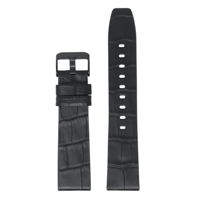 Fb.l29.1.mb Main Black (Black Buckle) StrapsCo Crocodile Croc Leather Watch Band Strap For Fitbit Versa