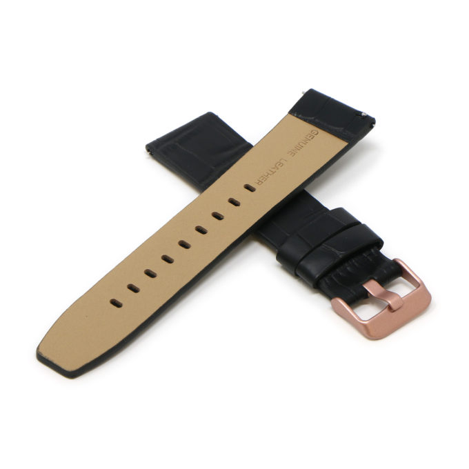 Fb.l29.1.rg Cross Black (Rose Gold Buckle) StrapsCo Crocodile Croc Leather Watch Band Strap For Fitbit Versa