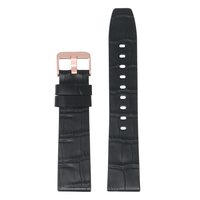 Fb.l29.1.rg Main Black (Rose Gold Buckle) StrapsCo Crocodile Croc Leather Watch Band Strap For Fitbit Versa