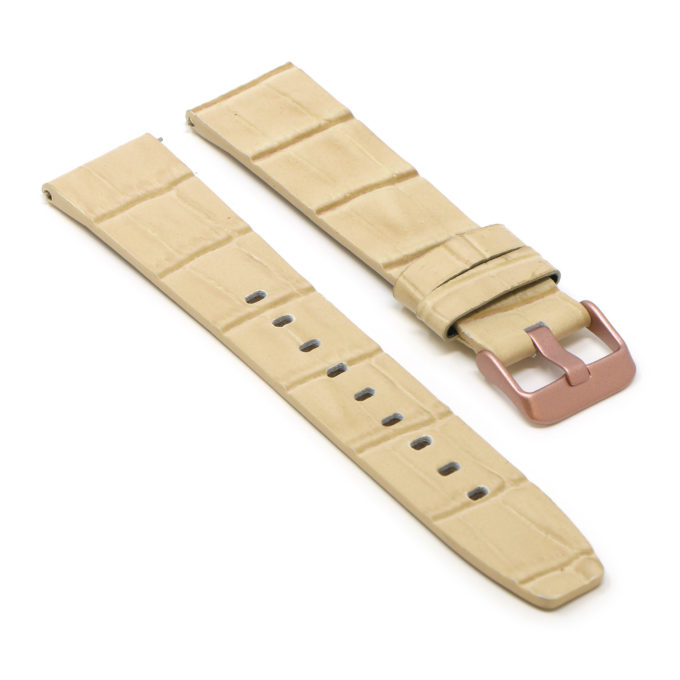 Fb.l29.17.rg Angle Beige (Rose Gold Buckle) StrapsCo Crocodile Croc Leather Watch Band Strap For Fitbit Versa