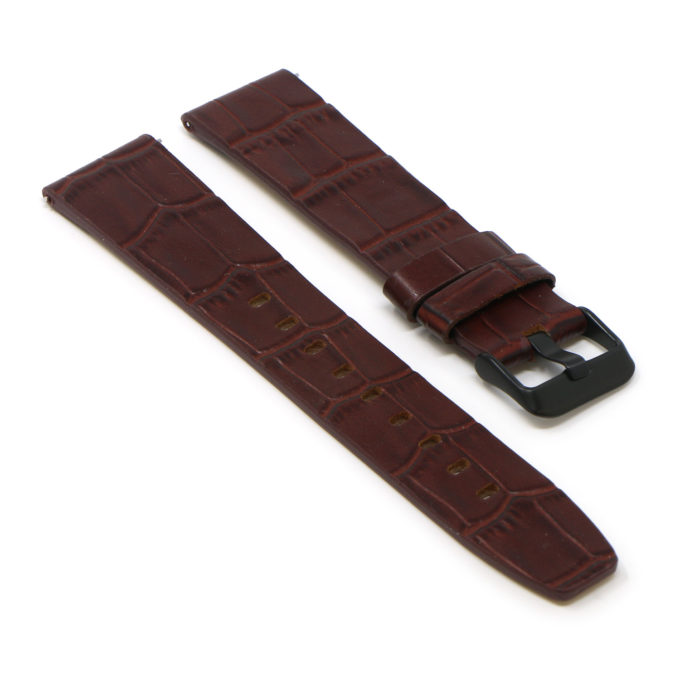 Fb.l29.2.mb Angle Brown (Black Buckle) StrapsCo Crocodile Croc Leather Watch Band Strap For Fitbit Versa