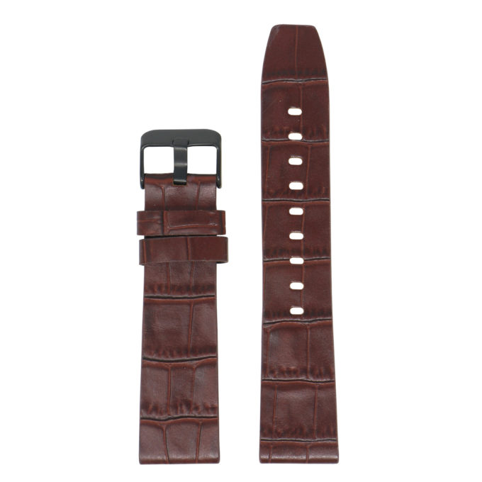 Fb.l29.2.mb Main Brown (Black Buckle) StrapsCo Crocodile Croc Leather Watch Band Strap For Fitbit Versa