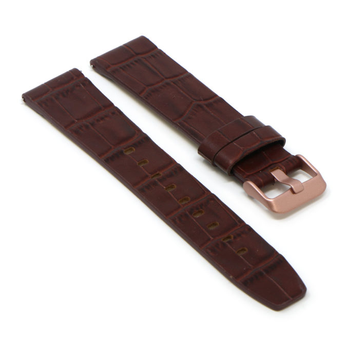Fb.l29.2.rg Angle Brown (Rose Gold Buckle) StrapsCo Crocodile Croc Leather Watch Band Strap For Fitbit Versa