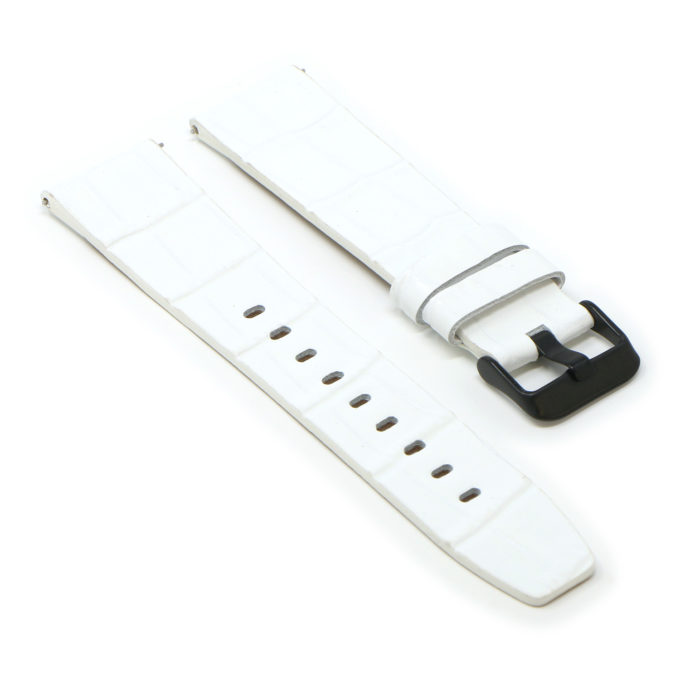 Fb.l29.22.mb Angle White (Black Buckle) StrapsCo Crocodile Croc Leather Watch Band Strap For Fitbit Versa