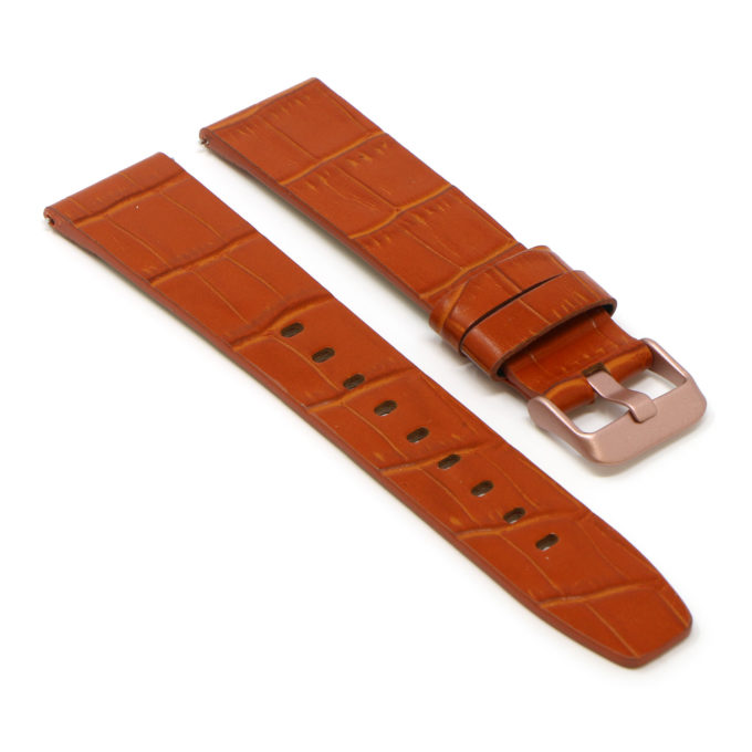 Fb.l29.3.rg Angle Tan (Rose Gold Buckle) StrapsCo Crocodile Croc Leather Watch Band Strap For Fitbit Versa