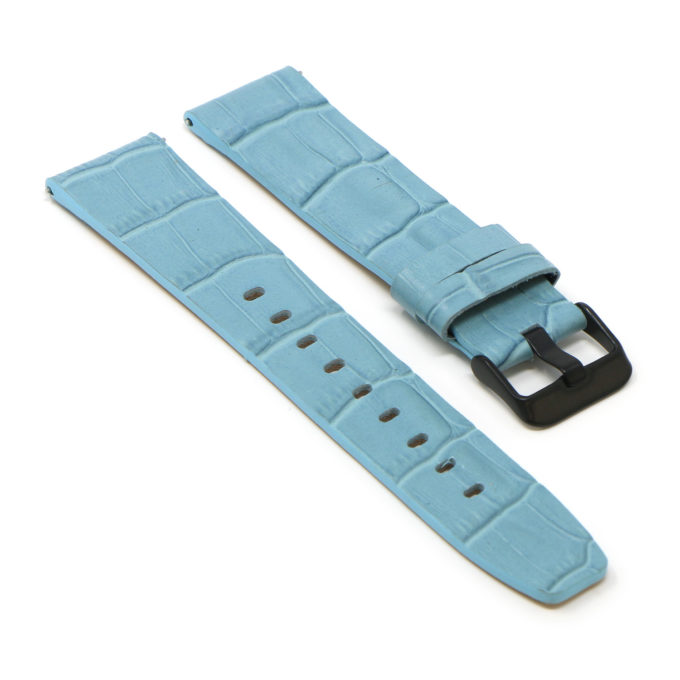 Fb.l29.5.mb Angle Blue (Black Buckle) StrapsCo Crocodile Croc Leather Watch Band Strap For Fitbit Versa