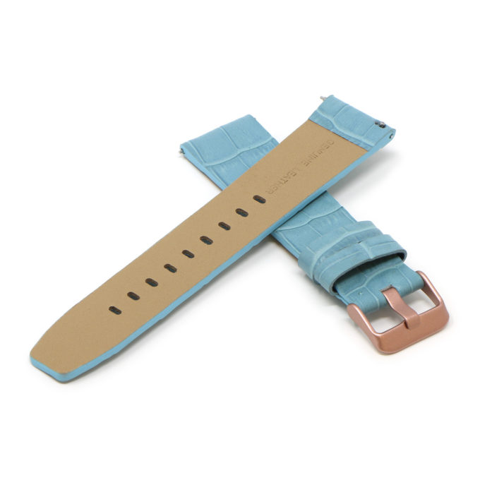Fb.l29.5.rg Cross Blue (Rose Gold Buckle) StrapsCo Crocodile Croc Leather Watch Band Strap For Fitbit Versa