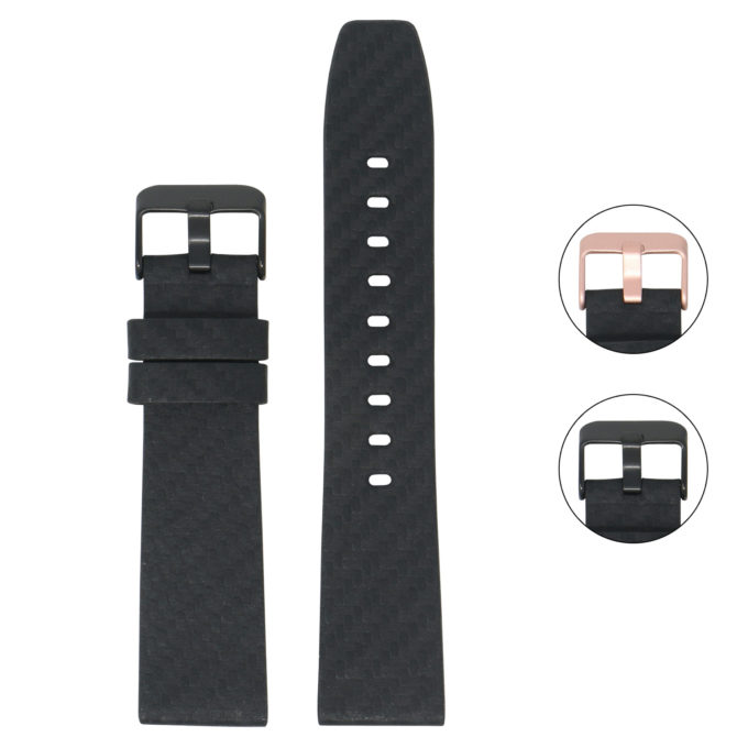 Lmx.fb.l28.mb Gallery Black (Black Buckle) StrapsCo 23mm Carbon Fiber Embossed Leather Watch Band Strap Fits Luminox