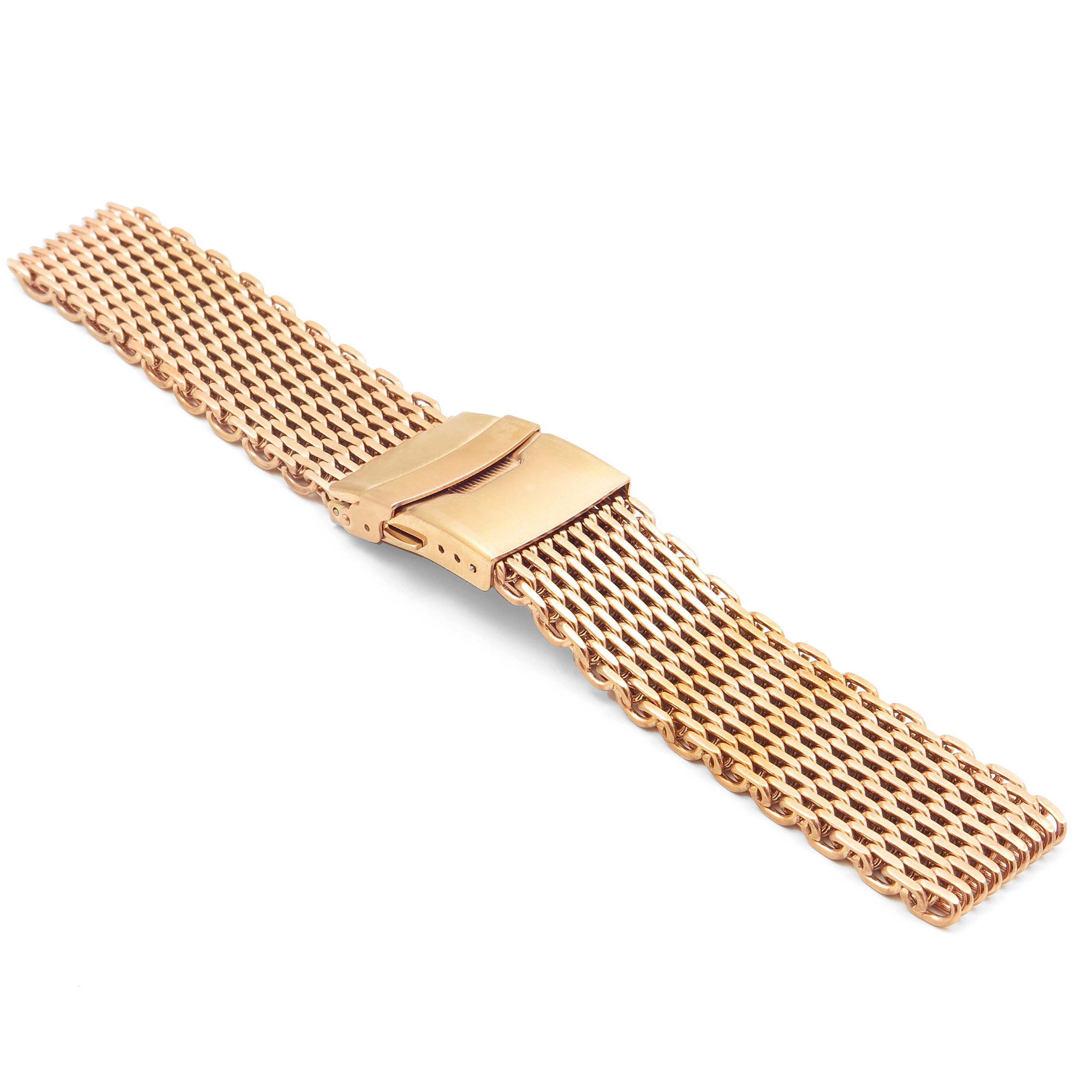 HEMOBLLO Watchband Shark Mesh Stainless Steel Bracelet Strap Folding Clasp  (Long Pattern 20mm)