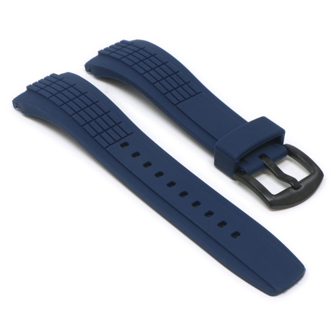 StrapsCo Blue W Black Buckle Angle Silicone Rubber Watch Band Strap For Seiko Velatura