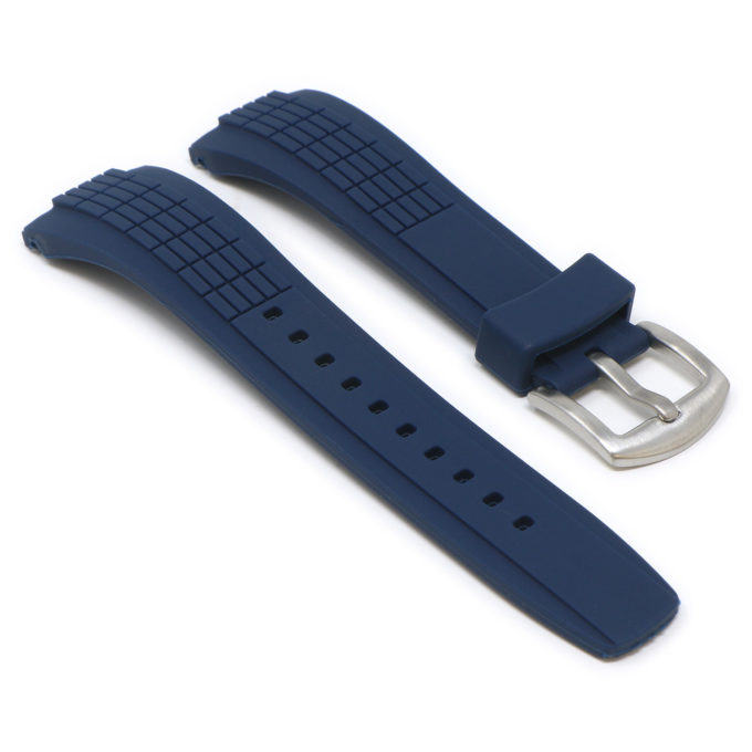 StrapsCo Blue W Silver Buckle Angle Silicone Rubber Watch Band Strap For Seiko Velatura