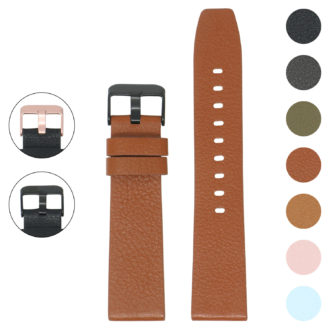 Fb.l24.8.mb Gallery Brown (Black Buckle) StrapsCo Textured Leather Watch Band Strap For Black Fitbit Versa Versa 2 Lite