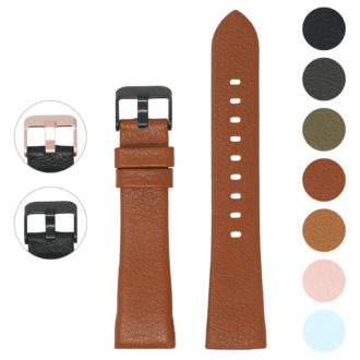 Fb.l17.8.mb Gallery Brown (Black Buckle) StrapsCo Textured Leather Watch Band Strap For Fitbit Charge 3