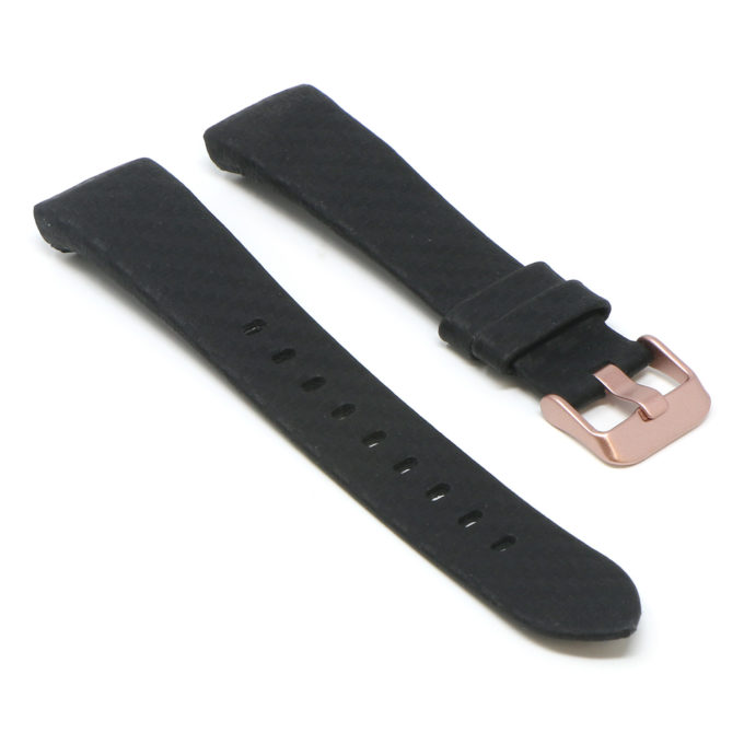 Fb.l20.1.rg Angle Black (Rose Gold Buckle) StrapsCo Carbon Fiber Embossed Leather Watch Band Strap For Fitbit Charge 3