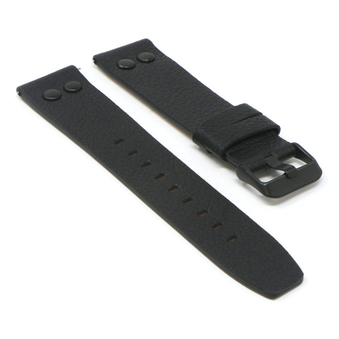 Fb.l25.1.mb Angle Black StrapsCo 23mm Textured Leather Watch Band Strap With Rivets