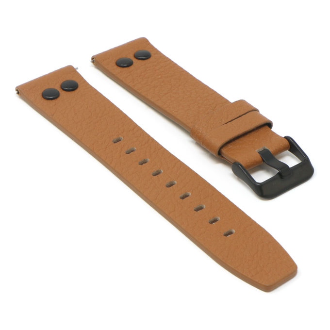 Fb.l25.3.mb Angle Tan StrapsCo Textured Leather Watch Band Strap With Rivets For Black Fitbit Versa 2 Lite