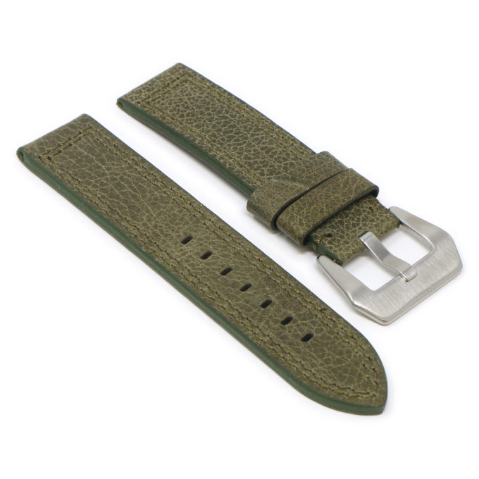 P539.11 Military Green Angle StrapsCo Vintage Textured Heavy Duty Leather Watch Band Strap 22mm 24mm 26mm