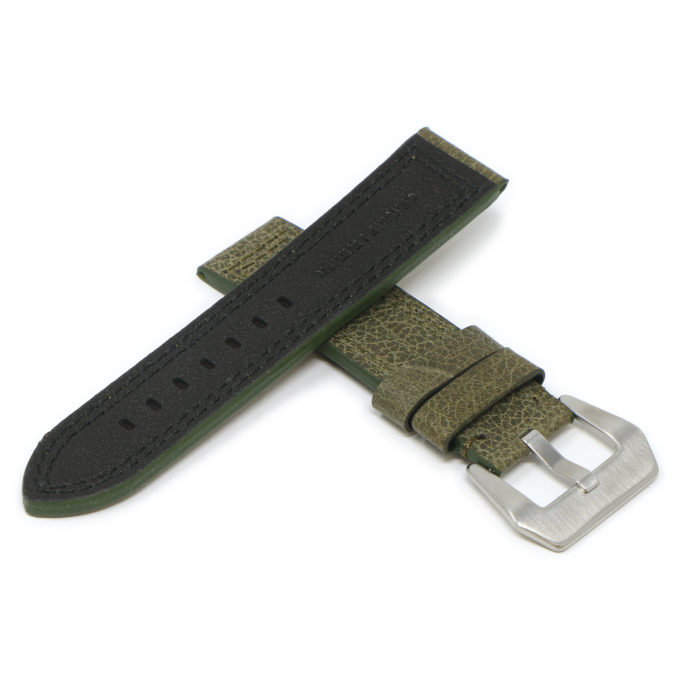 P539.11 Military Green Cross StrapsCo Vintage Textured Heavy Duty Leather Watch Band Strap 22mm 24mm 26mm