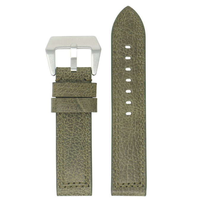 P539.11 Military Green Up StrapsCo Vintage Textured Heavy Duty Leather Watch Band Strap 22mm 24mm 26mm