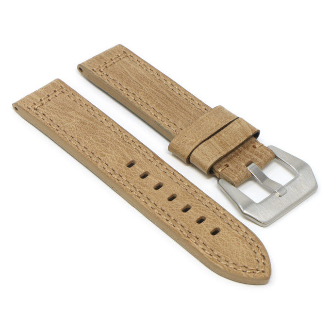 P539.17 Beige Angle StrapsCo Vintage Textured Heavy Duty Leather Watch Band Strap 22mm 24mm 26mm