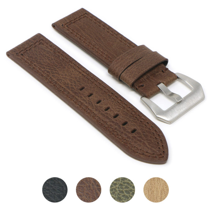 P539.2 Brown Gallery StrapsCo Vintage Textured Heavy Duty Leather Watch Band Strap 22mm 24mm 26mm