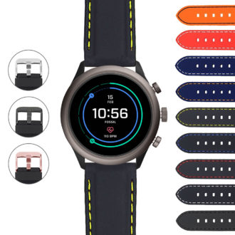 Fos3.pu1 Gallery Rubber Strap With Stitching For Fossil Sport Smartwatch
