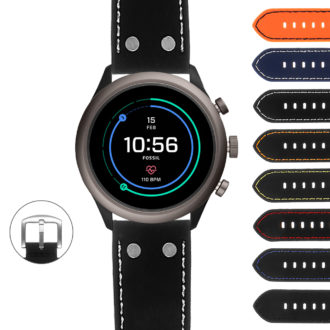 Fos3.pu10 Gallery Rubber Aviator Strap For Fossil Sport Smartwatch