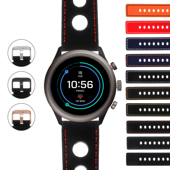 Fos3.pu11 Gallery Rubber Rally Strap For Fossil Sport Smartwatch