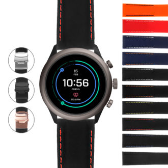 Fos3.pu12 Gallery Rubber Strap With Deployant Clasp For Fossil Sport Smartwatch