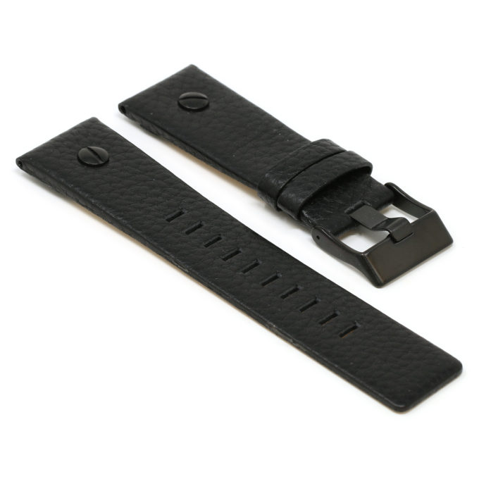 L.dz1.1.mb Angle Black (Black Buckle) StrapsCo Textured Leather Watch Band Strap With Rivet For Diesel