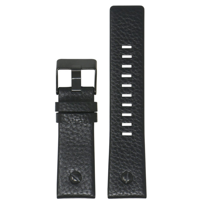 L.dz1.1.mb Main Black (Black Buckle) StrapsCo Textured Leather Watch Band Strap With Rivet For Diesel