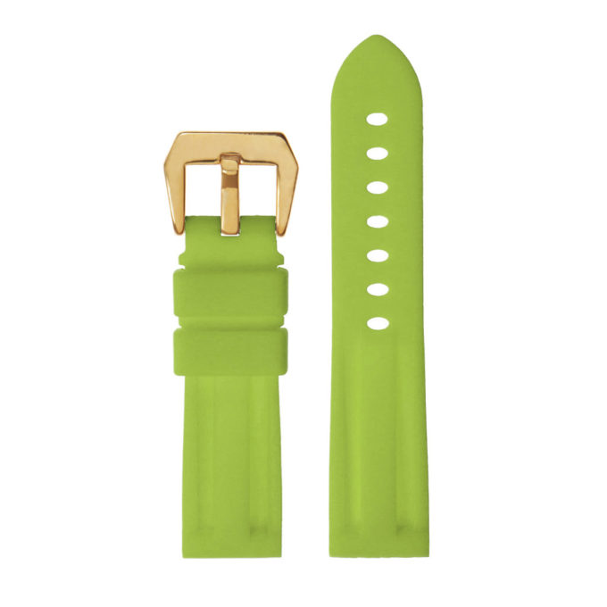 R.pn1.11a.yg Silicone Rubber Strap In Lime Green W Yellow Gold Buckle 2