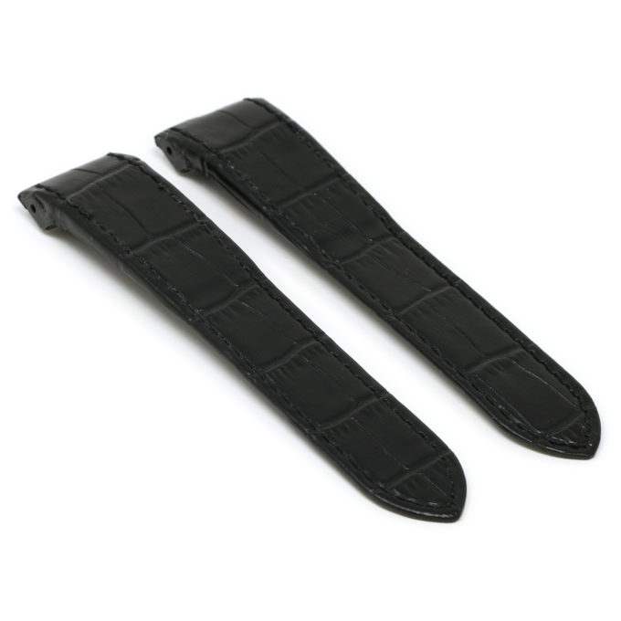 L.crt2.1 Black Angle StrapsCo Croc Embossed Leather Watch Band Strap For Santos 100 20mm 23mm 24mm